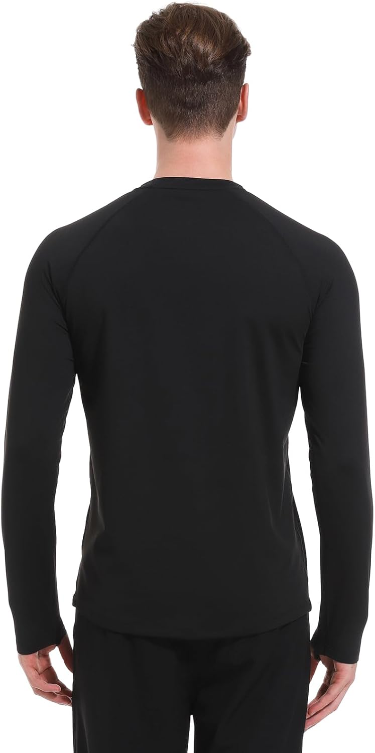 Men's Fleece Lined Thermal Shirts Midweight Crew/Mock Neck Base Layer Long Sleeve Top Cold Weather Workout - Image 2