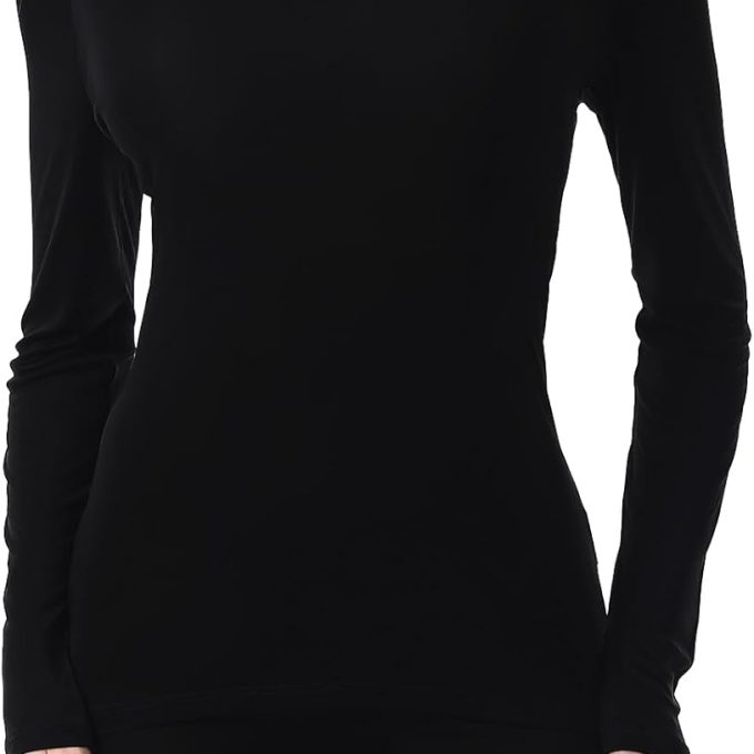 100% Mulberry Silk Long Sleeve Top for Women Thermal Base Layer Shirt Lightweight Breathable Underwear with Gift Box