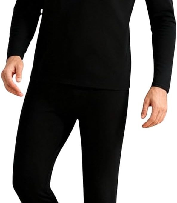 Mens Long Johns Thermal Set Lightweight Fleece Lined Layer Tops and Bottoms Sets Cold Weather Winter Warm Underwear