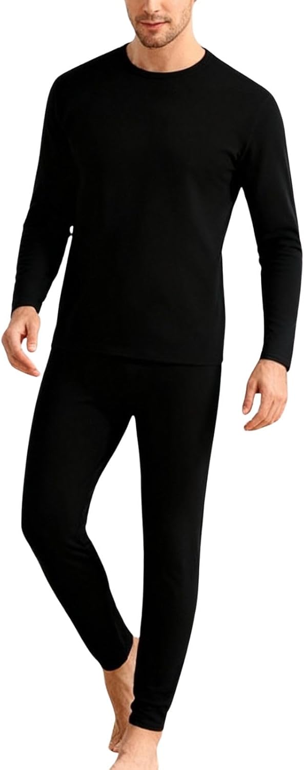 Mens Long Johns Thermal Set Lightweight Fleece Lined Layer Tops and Bottoms Sets Cold Weather Winter Warm Underwear
