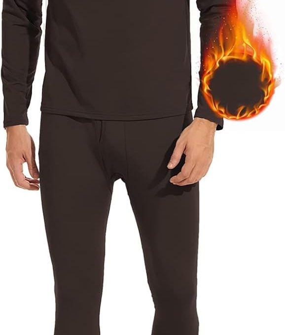 Mens Thermal Underwear Ultra Soft Long Johns with Fleece Lined Base Layer.