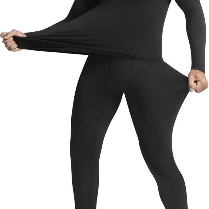 Thermal Underwear for Men Long Johns with Fleece Lined Base Layer Set for Cold Weather Top Bottom