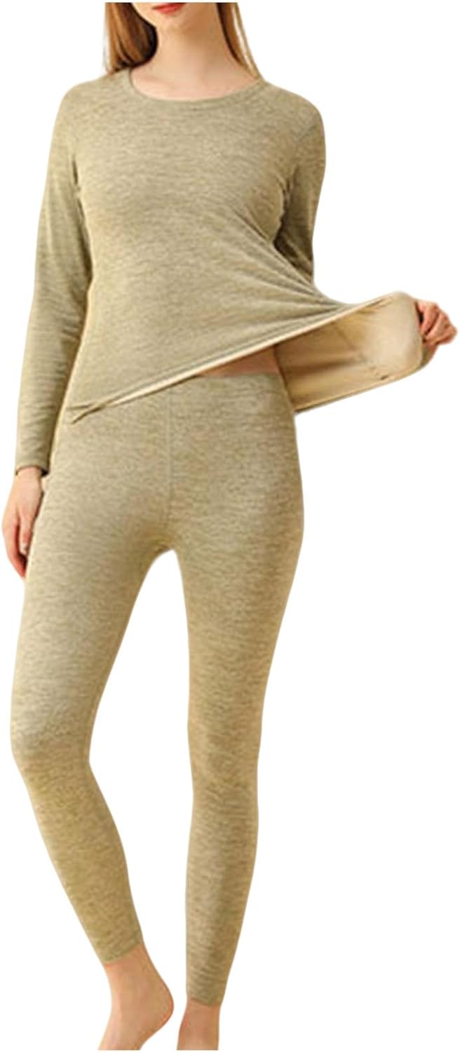 Women's Thermal Underwear Fleece Lined Cotton Long Johns Base Layer Pajamas Lightweight Soft Warm Comfy Top Bottom Sets