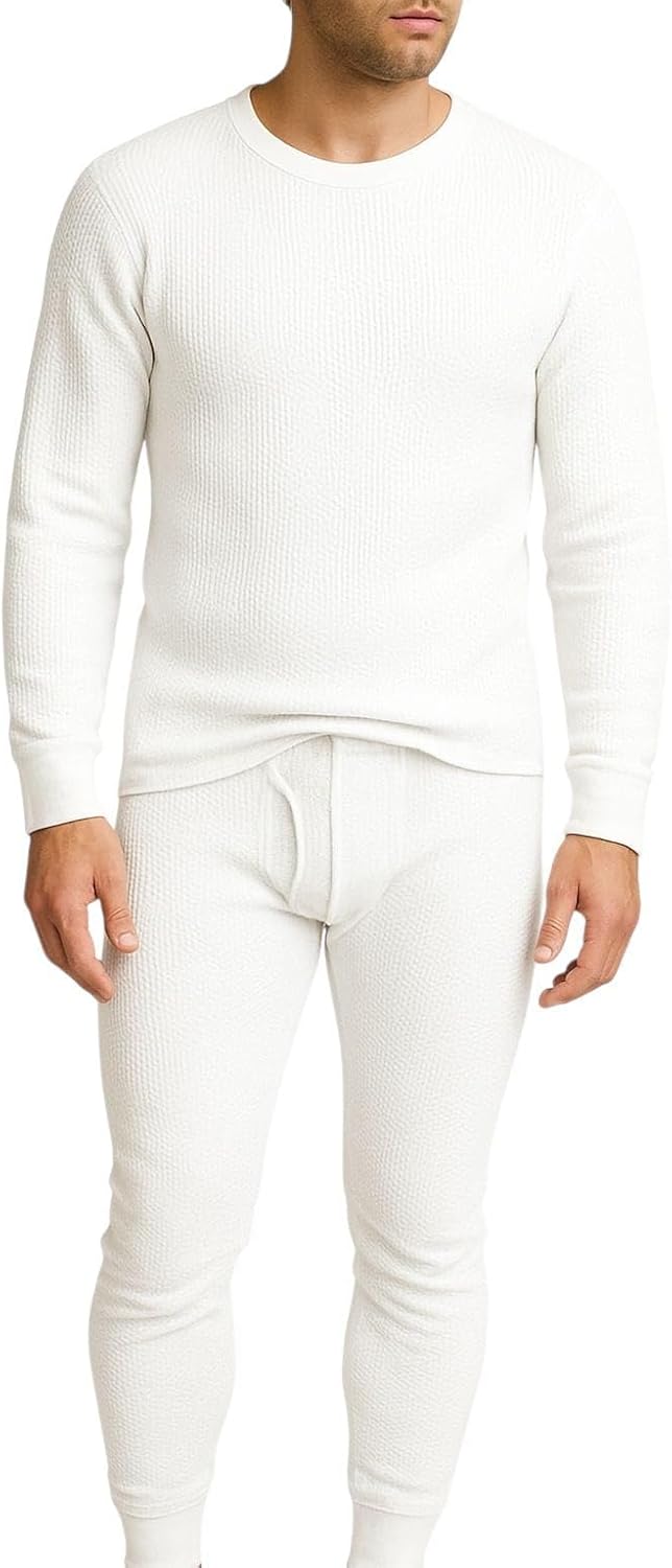 Men’s Thermal Underwear Set – Waffle Knit Base Layer Top & Bottom Long Johns