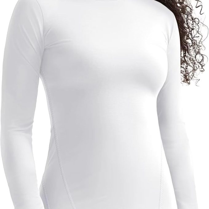 Womens Thermal Tops Lightweight Long Sleeve Running Workout Shirts Cold Weather Athletic Baselayer Soft Fitted Warm