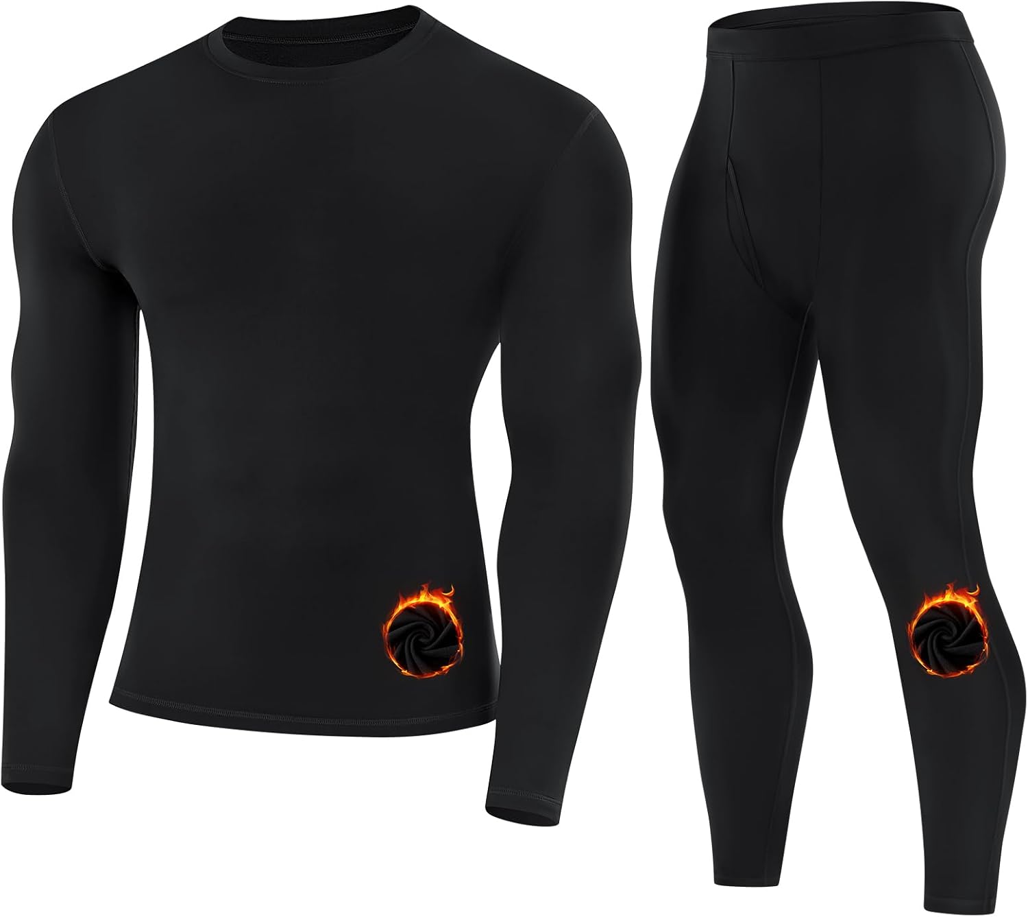 Mens Thermal Underwear Set Fleece Lined Long Johns Base Layer Top Bottom Cold Weather Gear for Hunting Running Skiing