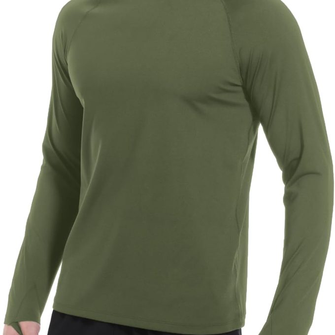 Men's Fleece Lined Thermal Shirts Midweight Crew/Mock Neck Base Layer Long Sleeve Top Cold Weather Workout