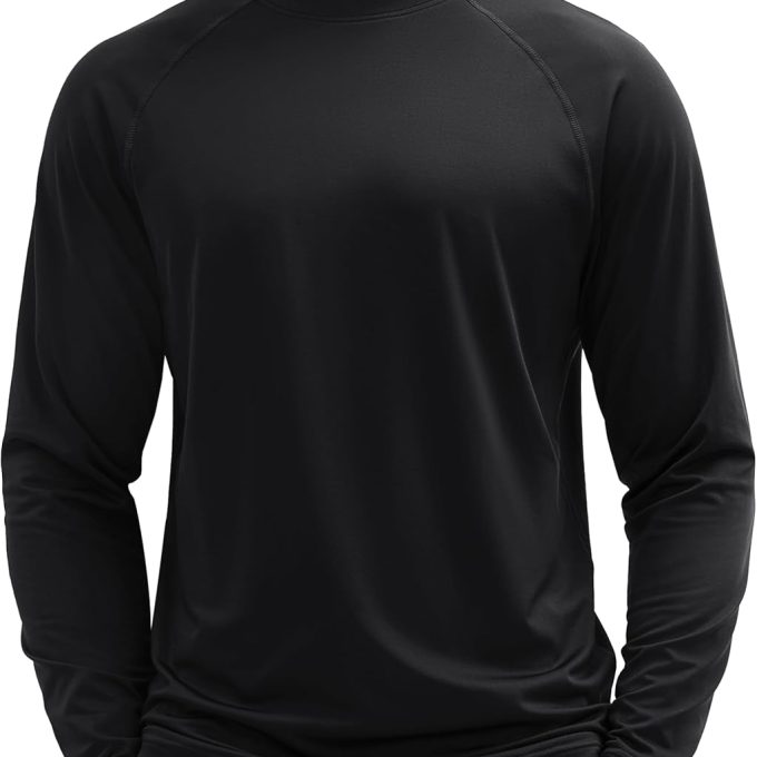 Men's Thermal Fleece Lined Shirts Mock Neck Long Sleeve Undershirt Athletic Casual Base Layer Winter Top