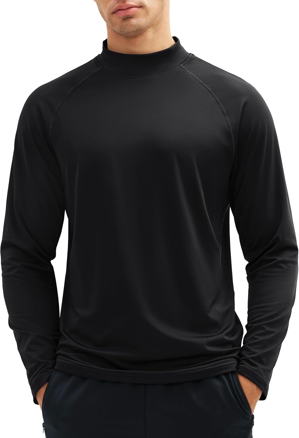 Men's Thermal Fleece Lined Shirts Mock Neck Long Sleeve Undershirt Athletic Casual Base Layer Winter Top