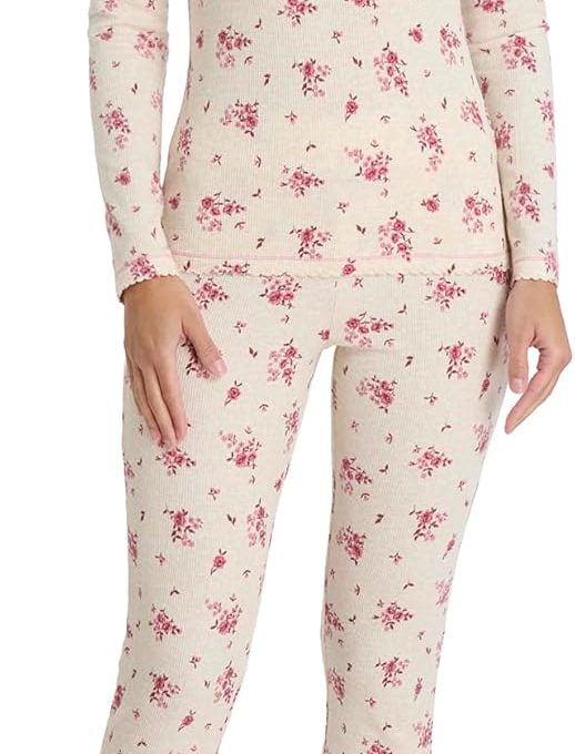 Women's Thermal Underwear Set- Soft Brushed Waffle Base Layer Long Sleeve Shirt and Legging Set