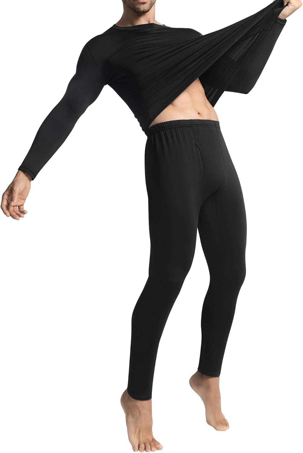 Long Johns Thermal Underwear for Men with Fleece Lined,Base Layer Top and Bottom Set for Cold Weather