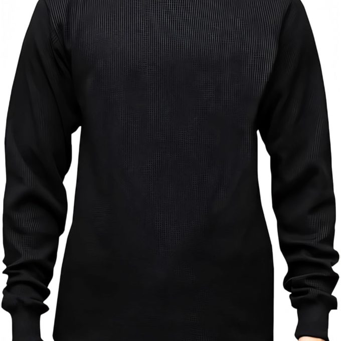 Heavyweight Crew Neck Thermal Shirts for Men, Crafted from Rugged Waffle Knit Fabric, Men's Thermal Long Sleeve Shirt
