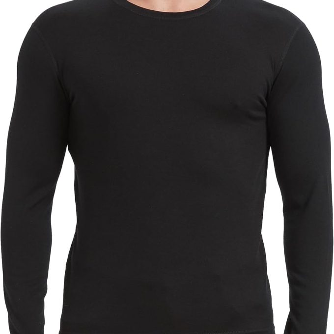 100% Merino Wool Men's Mid Weight Long Sleeve Thermal Shirt, 260gsm Undershirt, No-Odor Base Layer