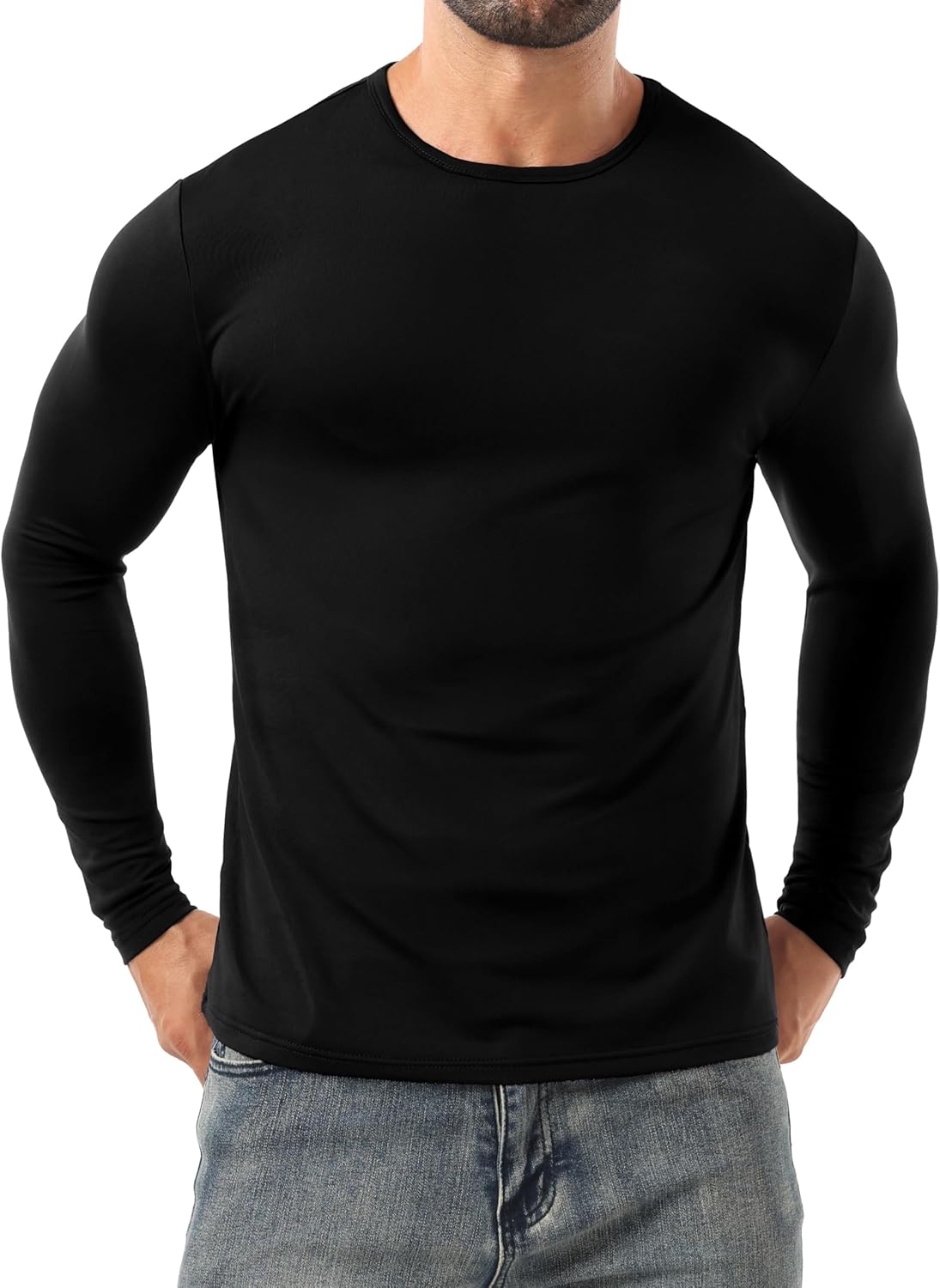 Men's Base Layer Thermal Underwear Lightweight Long Sleeve Crew Shirts