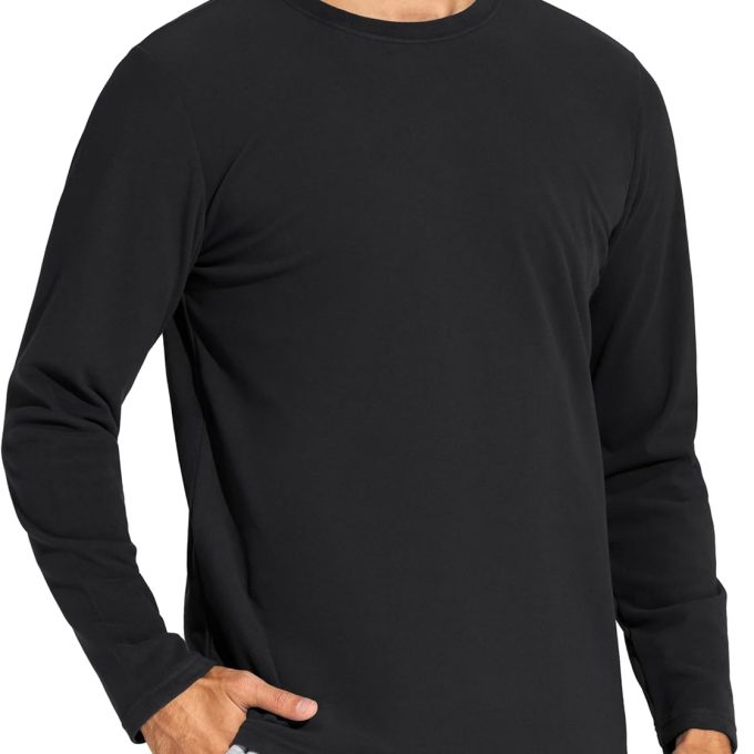 Men's Long Sleeve Base Layer Thermal Shirts Stretchy Crewneck Basic Casual Pullover Undershirt Tee Tops