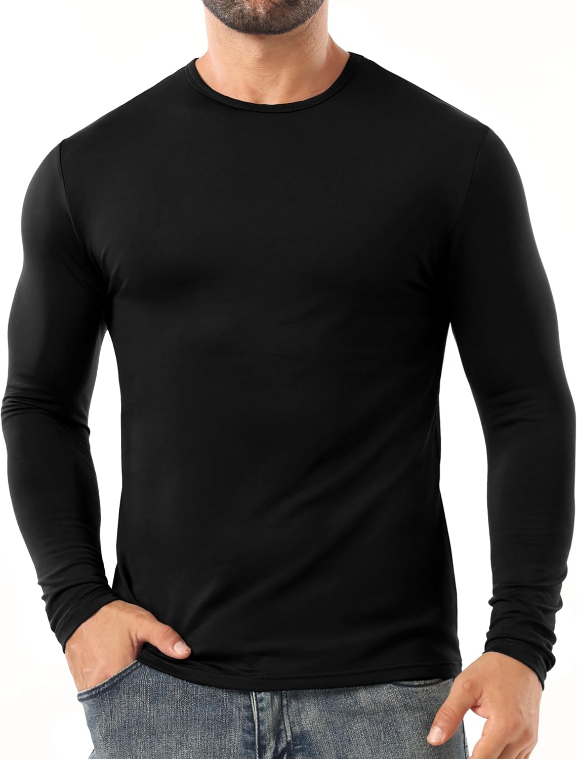 Men's Base Layer Thermal Underwear Lightweight Long Sleeve Crew Shirts - Image 2