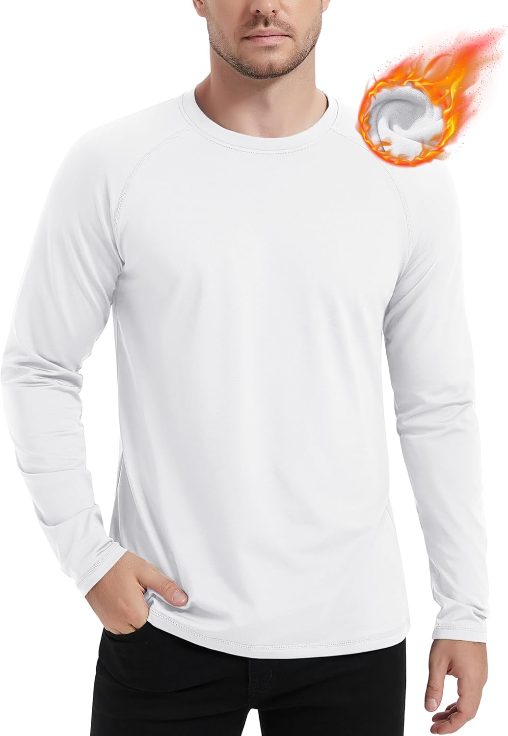 Men's Thermal Shirt Fleece Lined Long Sleeve Athletic Base Layer Workout Top