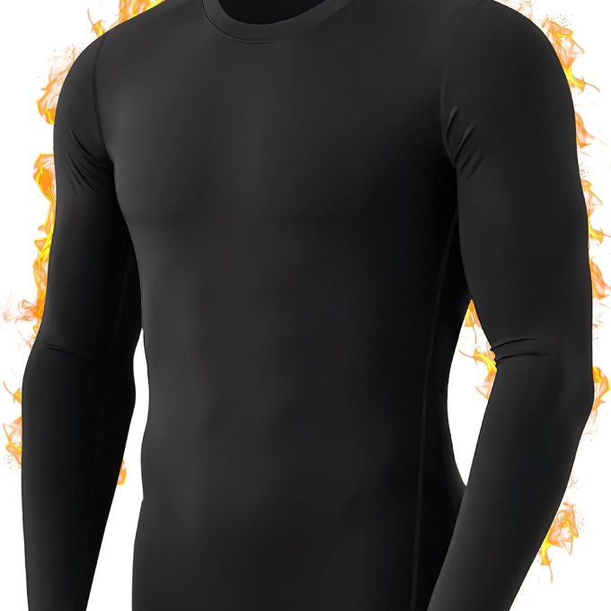 Men's Thermal Compression Shirts, Long Sleeve Fleece Lined Base Layer, Cold Weather Gear Athletic Undershirt Top