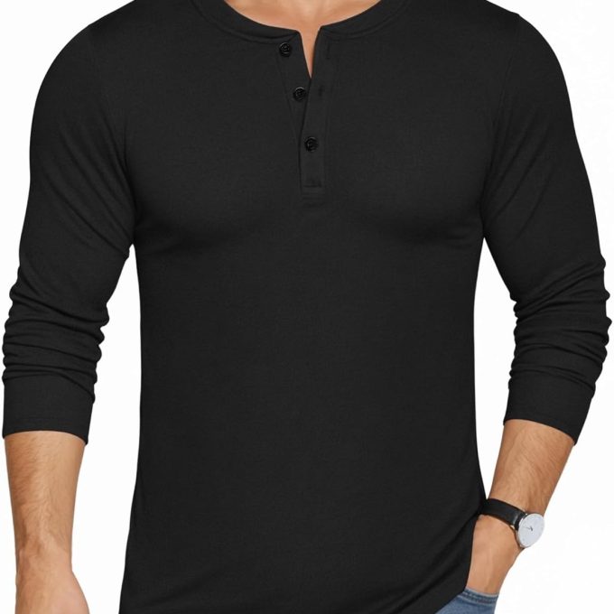 Men's Henley Shirts Long Sleeve Winter Thermal Undershirt Base Layer Tops Going Out Trendy Wear 2025