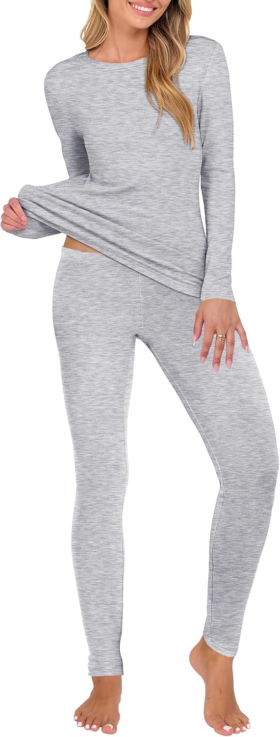 Thermal Underwear for Women Long Johns Fleece Lined Base Layer Pajama Set Cold Weather Top Bottom Winter Clothing