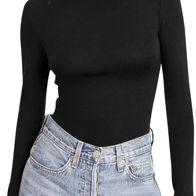 Women's Long Sleeve Shirts Tight Fitted Tops Crewneck Underscrubs Tee Lightweight Basic Thermal Undershirts